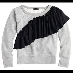 NEW JCrew sweatshirt with bold black ruffle trim!